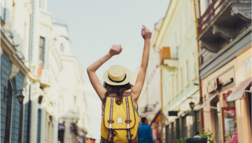 Young lady travels in Latin America using Spanish learned online.